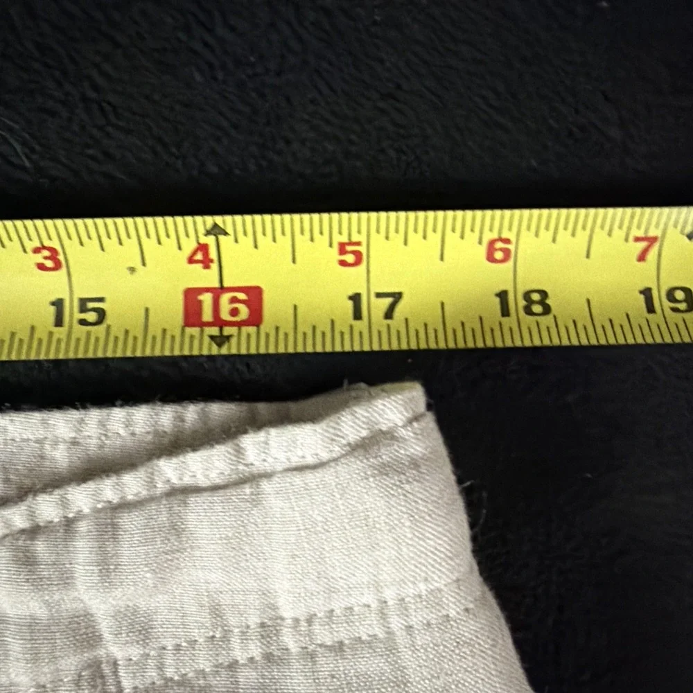 Perry Ellis Pants Mens 34x32 Beige 100% Linen Drawstring Lightweight Beach Relax